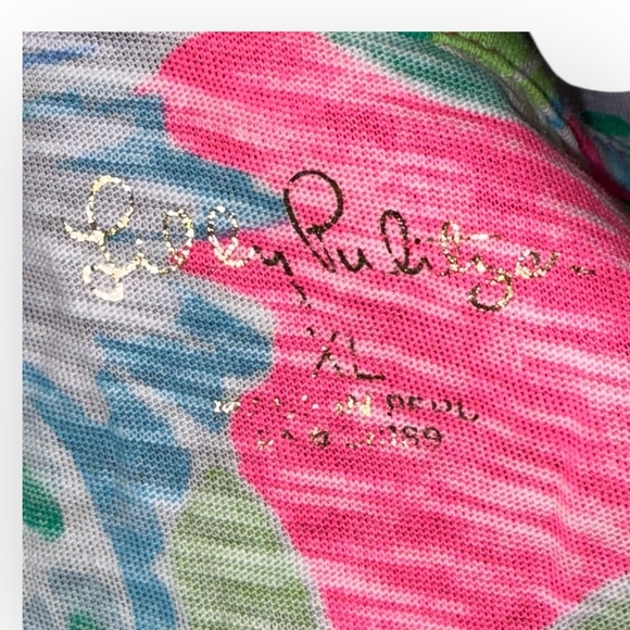 Lilly Pulitzer Etta V-Neck Cotton Top “Raise The Bar” Pink Pineapple XL - Picture 8 of 12